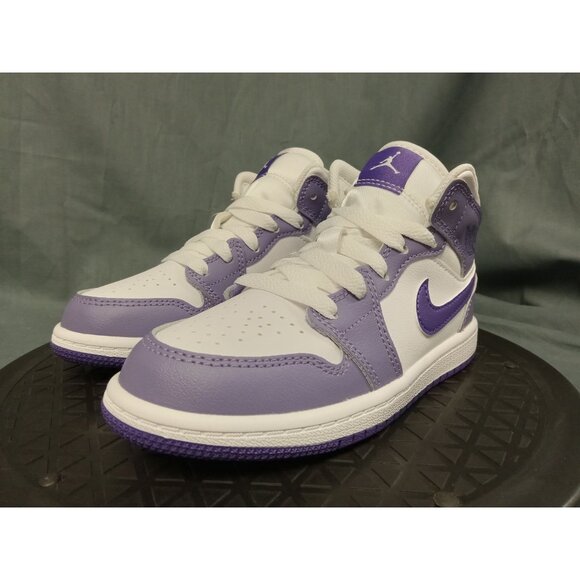 Jordan 1 Mid (PS) Leather Girls Purple White Size 1Y BRAND NEW IN BOX! - Picture 4 of 11